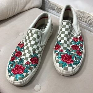vans slip on checker floral